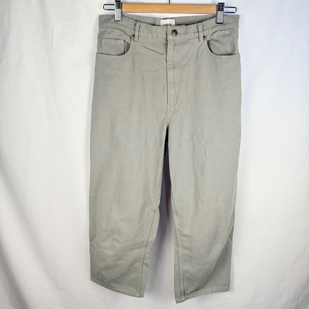 Polder Gray Cotton Cropped Straight Leg‎ High Rise Pants Size FR 38/US 6 Casual